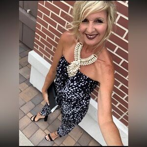 Stylish Black and White Strapless Jumpsuit